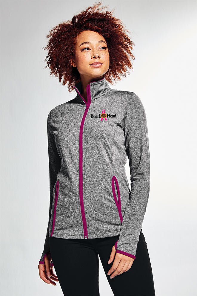 Sport-Tek® Ladies Sport-Wick® Stretch Contrast Full-Zip Jacket (Breast  Cancer Awareness)
