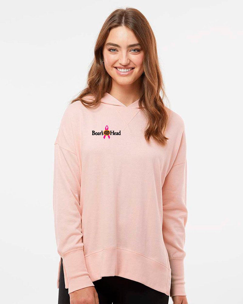 MV Sport – Women's French Terry Hooded Sweatshirt (Breast Cancer Awareness)  | Golden Stiches Embroidery
