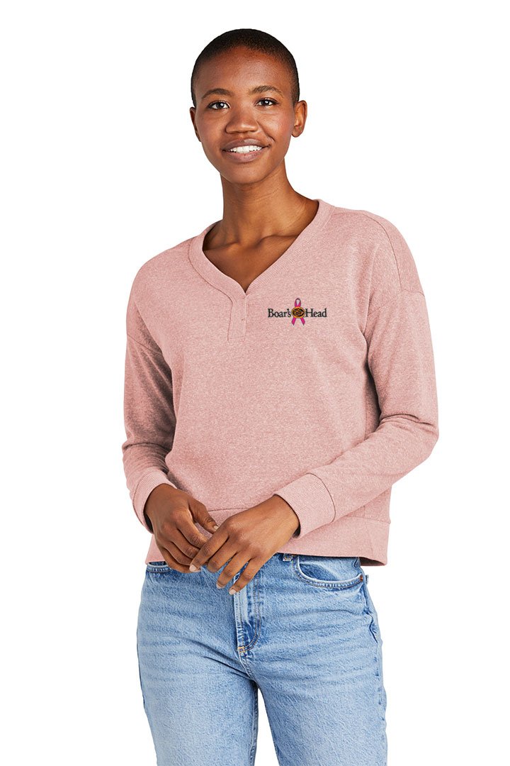 District® Women’s Perfect Tri® Fleece V-Neck Sweatshirt (Breast Cancer Awareness)