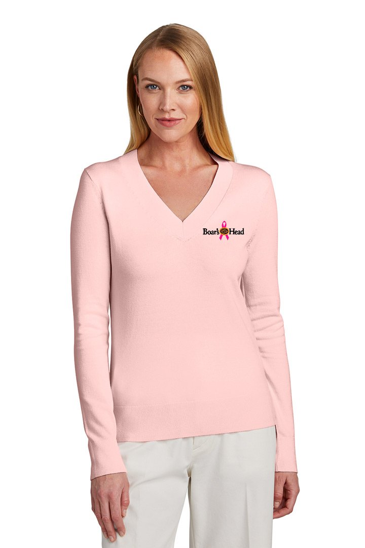 Brooks Brothers® Women’s Cotton Stretch V-Neck Sweater (Breast Cancer Awareness LOGO) - Image 2