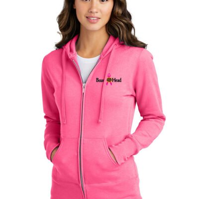 Port & Company® Ladies Core Fleece Full-Zip Hooded Sweatshirt (Breast Cancer Awareness LOGO)