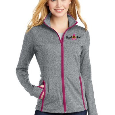 Sport-Tek® Ladies Sport-Wick® Stretch Contrast Full-Zip Jacket (Breast Cancer Awareness LOGO)