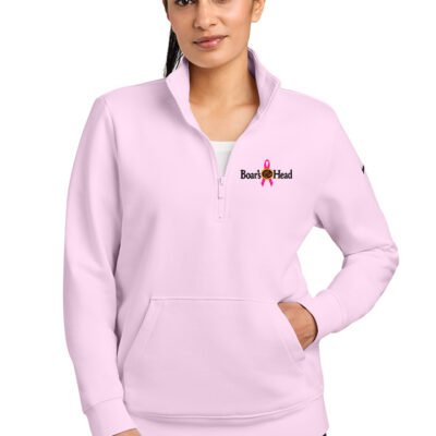 Nike Ladies Club Fleece Sleeve Swoosh 1/2-Zip (Breast Cancer Awareness LOGO)