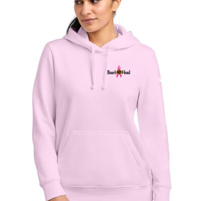 Nike Women's Club Fleece Sleeve Swoosh Pullover Hoodie (Breast Cancer Awareness LOGO)