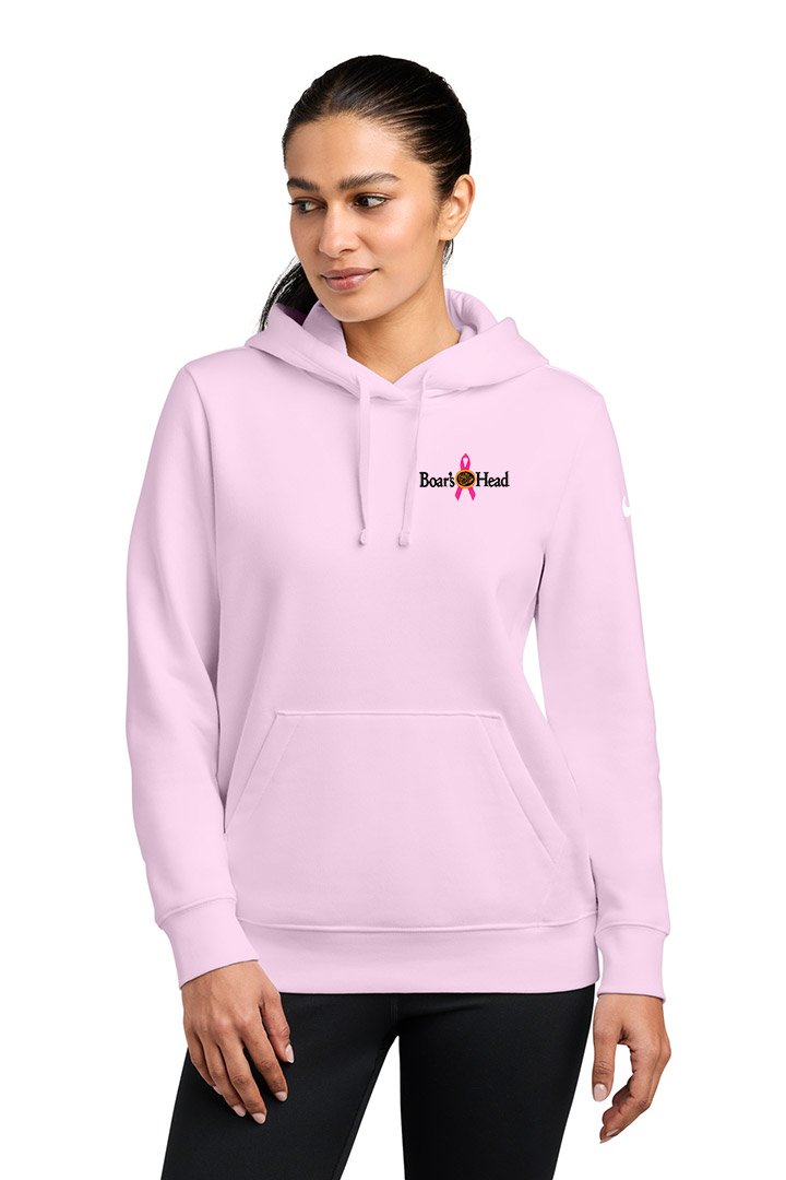 Nike Women's Club Fleece Sleeve Swoosh Pullover Hoodie (Breast Cancer Awareness LOGO)